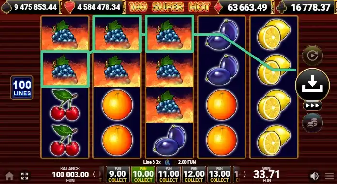 Bonusfunktionen und Jackpots bei 100 Super Hot